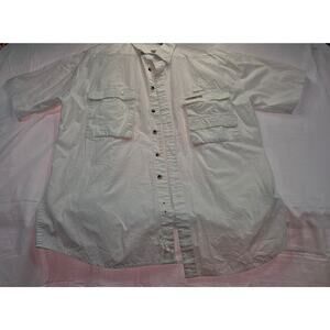 Hook & Tackle Mens L White Fishing Shirt SS Button Up Vented Cotton